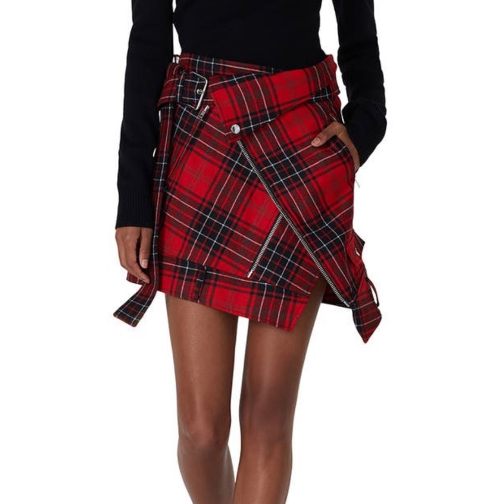 MONSE plaid moto skirt